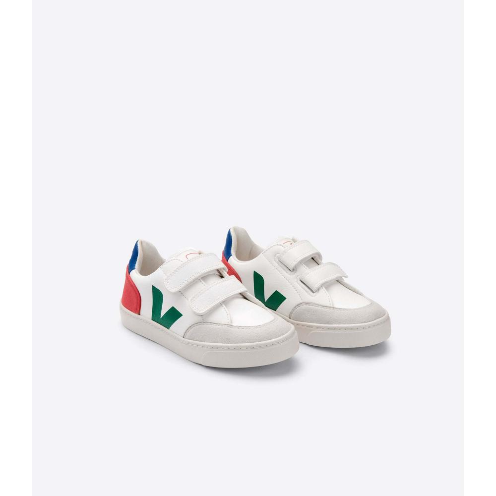 Αθλητικά Παπούτσια παιδικα Veja V-12 LEATHER White/Green/Red | GR 875CTV